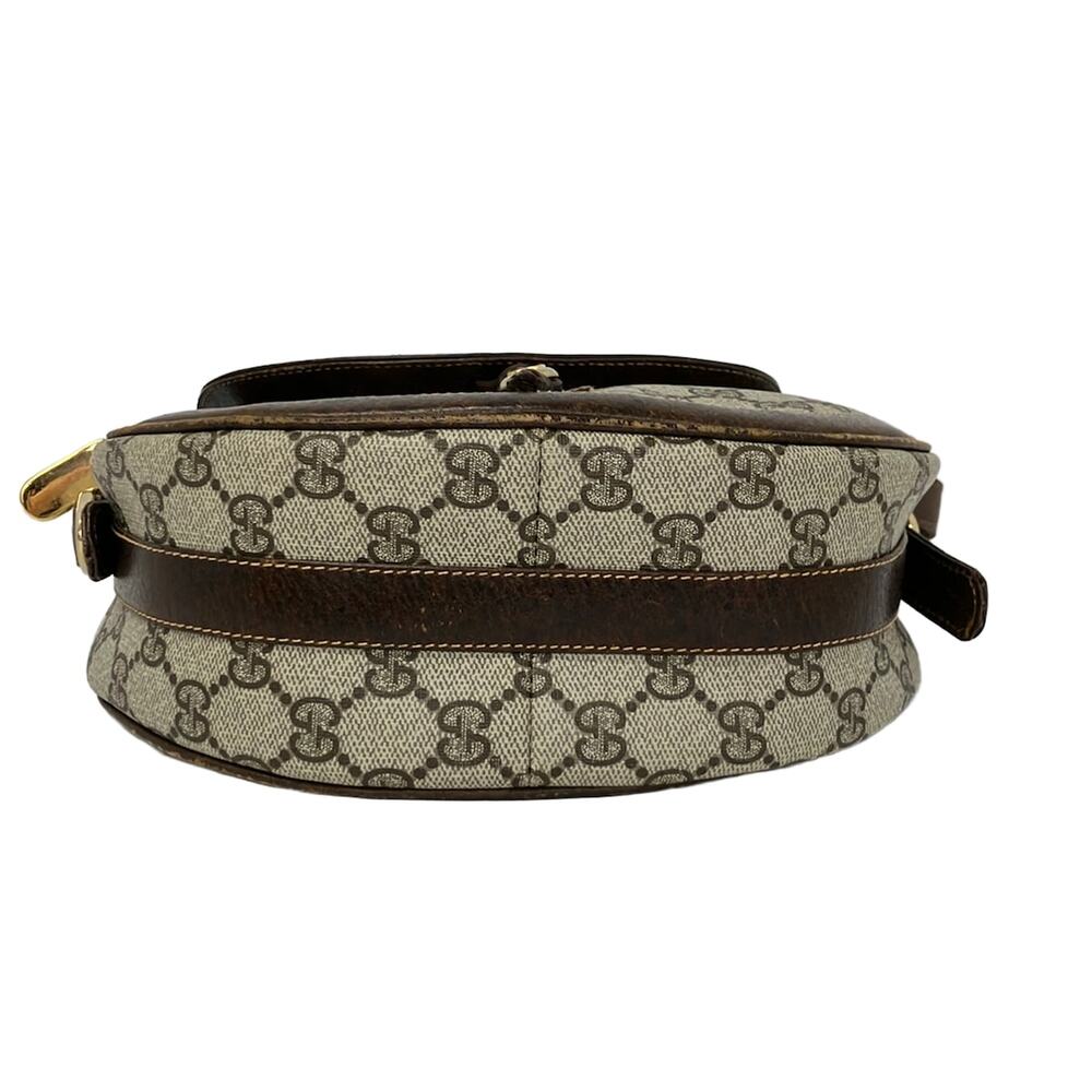 Gucci Old Gucci, GG Plus, GG Supreme Shoulder Bag Gray Beige Dark Brown PVC - Picture 5 of 9